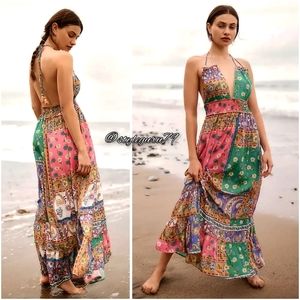 NWT, Anthropologie, MAHILA ANNE V-NECK SCARF MAXI DRESS